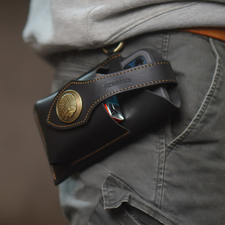 Borsa a tracolla per cellulare con bottone magnetico in ottone retrò - image 2