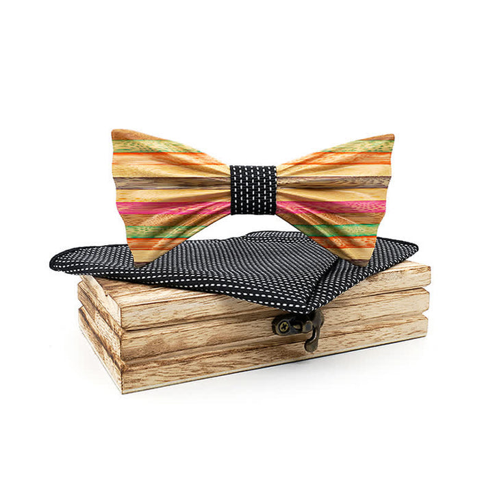 Set di 2 papillon in legno con effetto arricciato arcobaleno da uomo - Nero - image 9