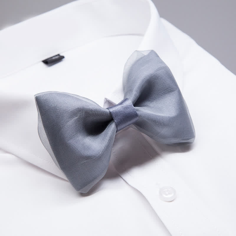 Papillon in organza grigio semplice da uomo - image 1
