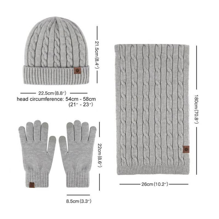 Set di 3 pezzi unisex di caldo cappello sciarpa guanti - image 8