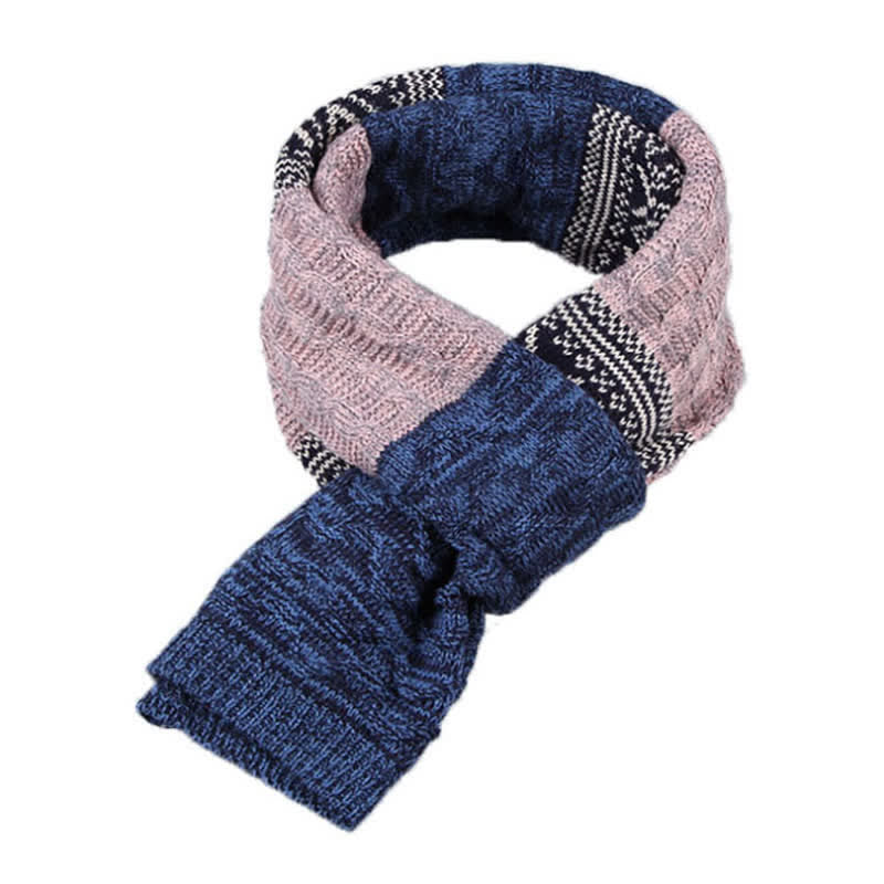 Sciarpa a blocchi di colore con cuciture a maglia Argyle da uomo - image 11