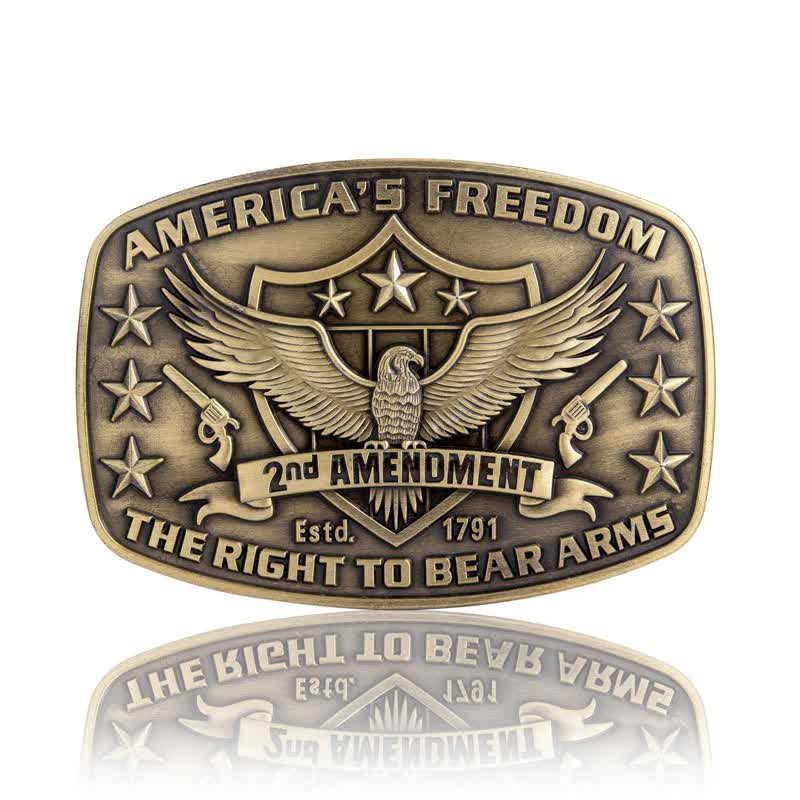 Cintura in pelle con fibbia America's Freedom Eagle fai da te da uomo - Bronzo antico - Senza cintura - image 3