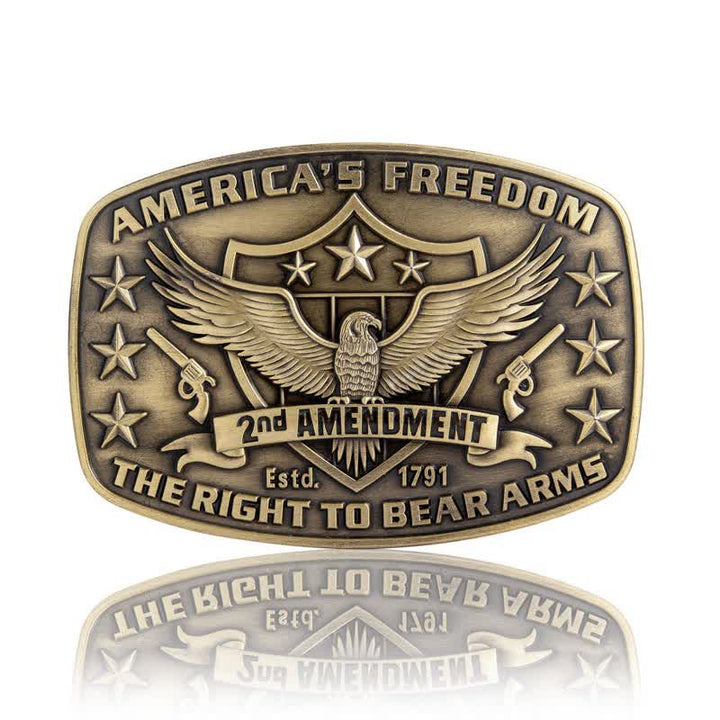Cintura in pelle con fibbia America's Freedom Eagle fai da te da uomo - Bronzo antico - Senza cintura - image 3