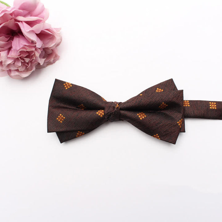 Papillon geometrico da ufficio per uomo - Puntini marrone sella - image 16