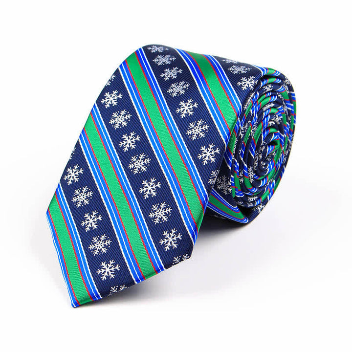 Cravatta da uomo con elemento natalizio Santa Vibe - Fiocchi di neve blu - image 3