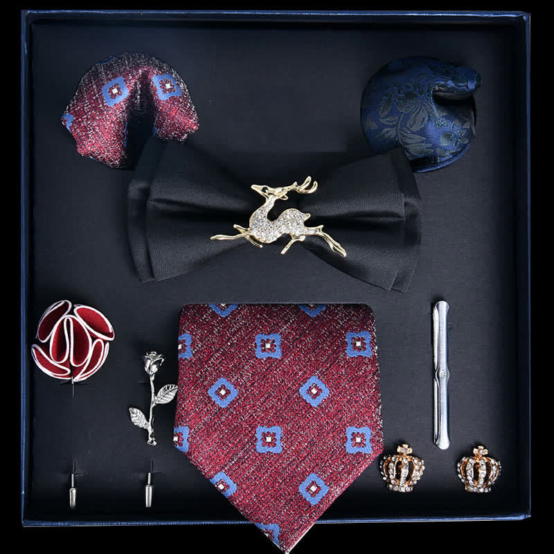 8 pezzi papillon di lusso con stampa nobile nera e marrone rosato in scatola regalo - Nero&RosaMarrone - image 0