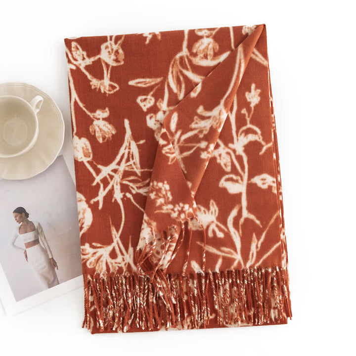 Sciarpa botanica con fiori dolci color crema da donna - Arancia - image 16