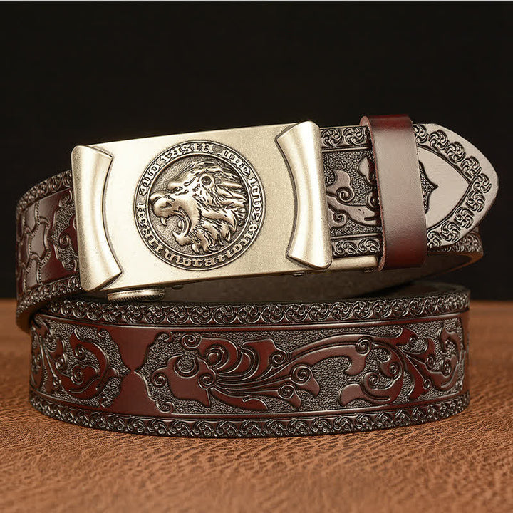 Cintura in pelle da uomo con testa di leone punk - Argento e marrone - 46 - image 12