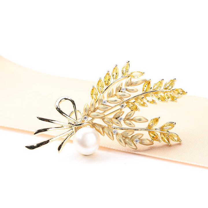 Spilla da donna con spiga di grano e zirconi abbaglianti - image 3