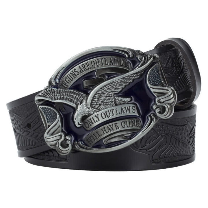 Cintura in pelle con bandiera americana Soaring Eagle da uomo - Nero / Grigio - 46 - image 7