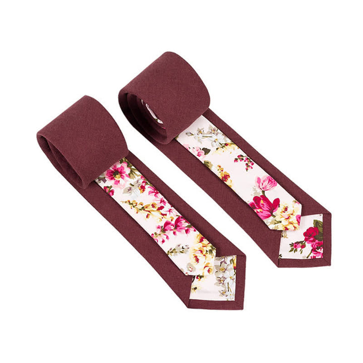 Cravatta da uomo con motivo patchwork floreale a quadri - Borgogna - image 18