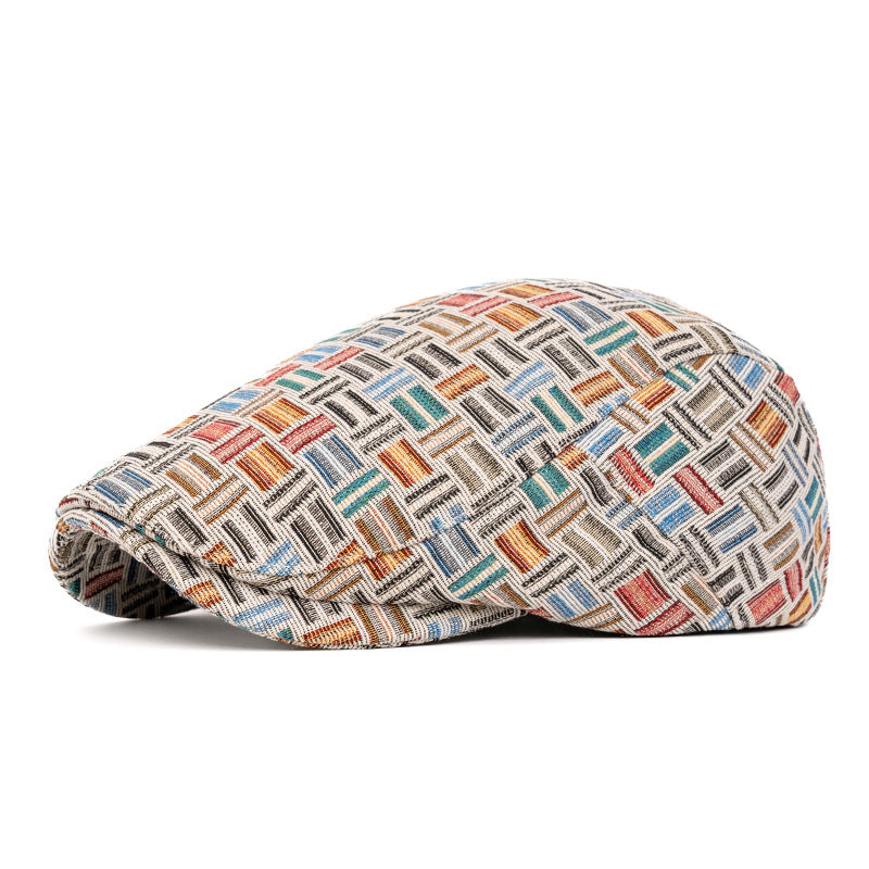 Cappello basco a quadri jacquard colorati retrò artistici - Fibbia posteriore - Azzurro chiaro - Regolabile (22 1/2"-24") - image 15
