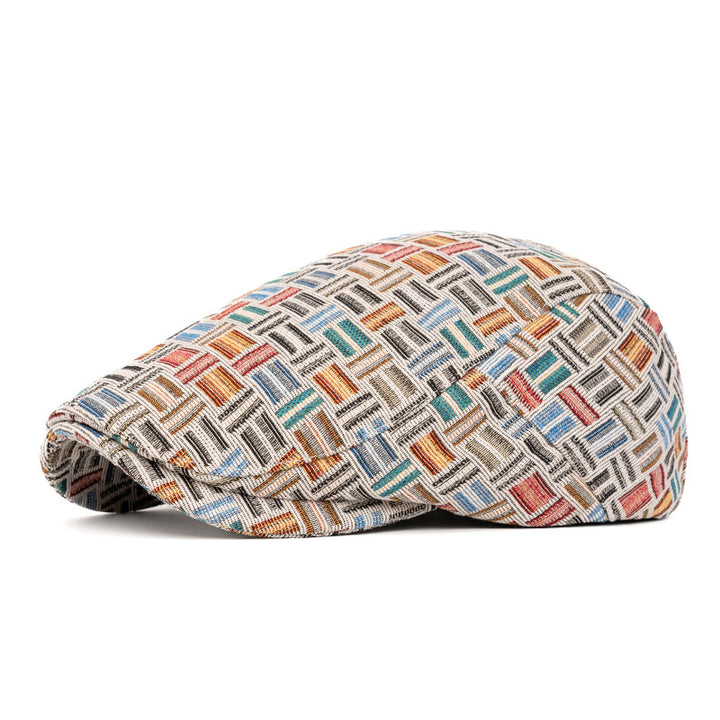 Cappello basco a quadri jacquard colorati retrò artistici - Fibbia posteriore - Azzurro chiaro - Regolabile (22 1/2"-24") - image 15
