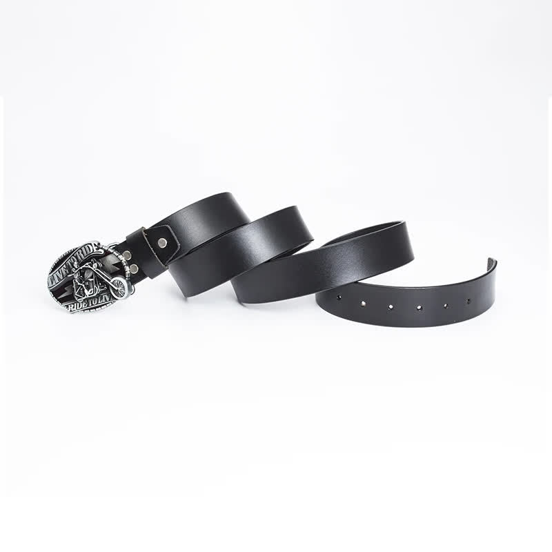 Cintura in pelle da uomo con teschio da motociclista scheletro - image 3