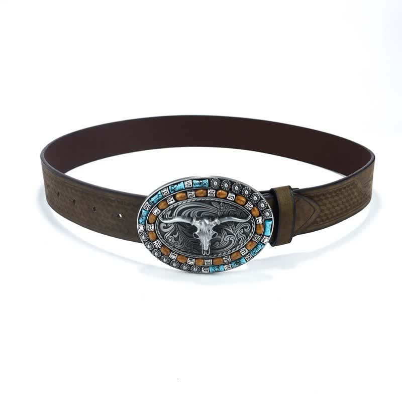 Cintura da uomo in pelle di toro turchese da cowboy western - image 12