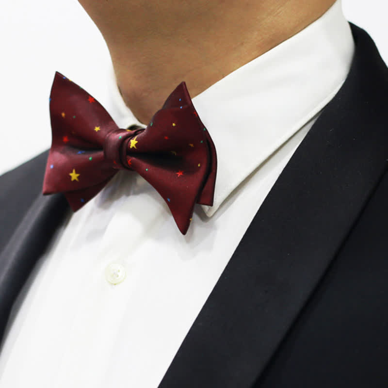 Papillon da uomo con stelle scintillanti colorate bordeaux - image 5