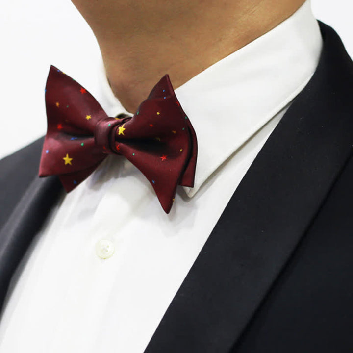 Papillon da uomo con stelle scintillanti colorate bordeaux - image 5
