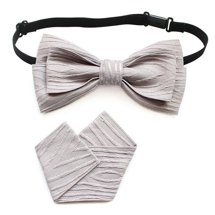 Set di 2 papillon a righe plissettate da uomo - Bianco plissettato - image 10