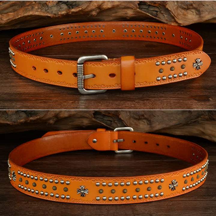 Cintura unisex con decorazione a borchie e borchie incrociate in stile rock - image 8
