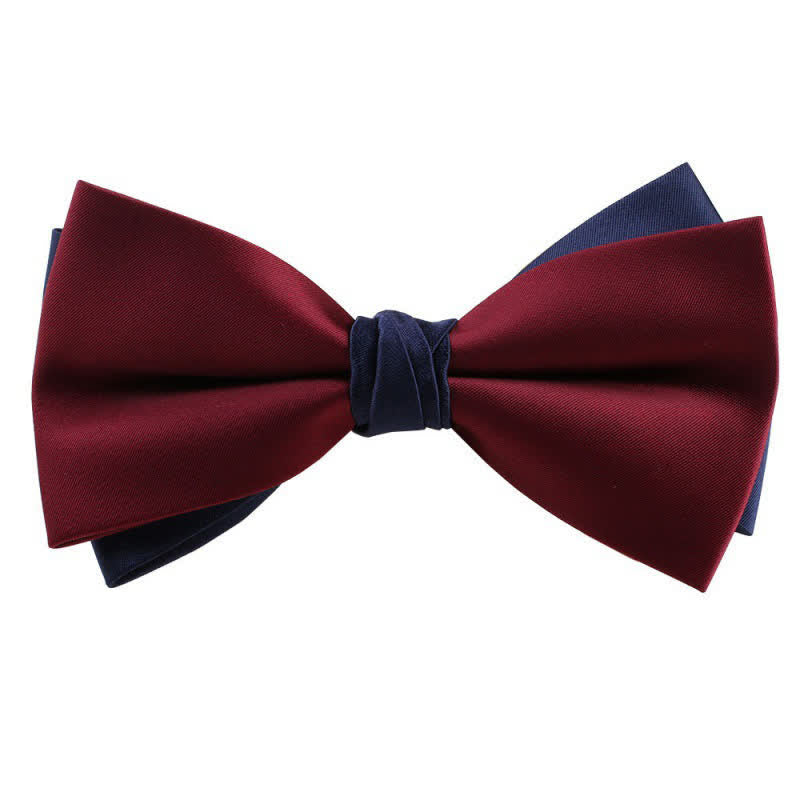 Papillon asimmetrico bicolore da uomo - Borgogna e blu navy - image 14