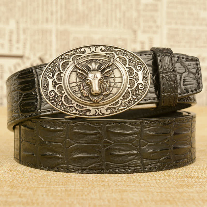 Cintura da uomo in pelle con motivo alligatore di capra selvatica - Argento e nero - 46 - image 15