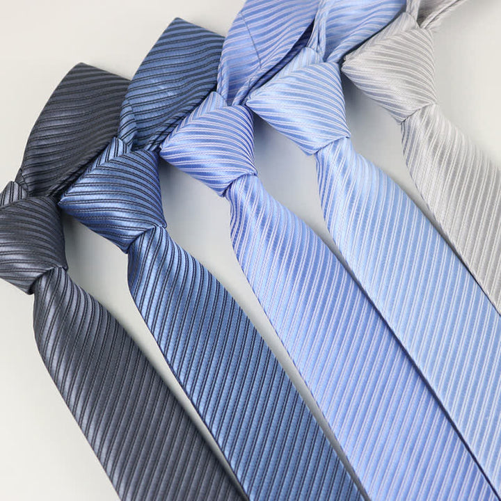 Cravatta da uomo in twill grigio blu bianco tinta unita per tutti i giorni - image 0