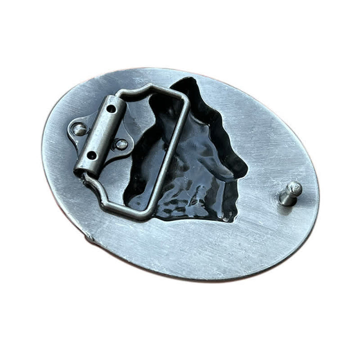 Cintura in pelle con fibbia a forma di testa di lupo ululante fai da te da uomo - image 1