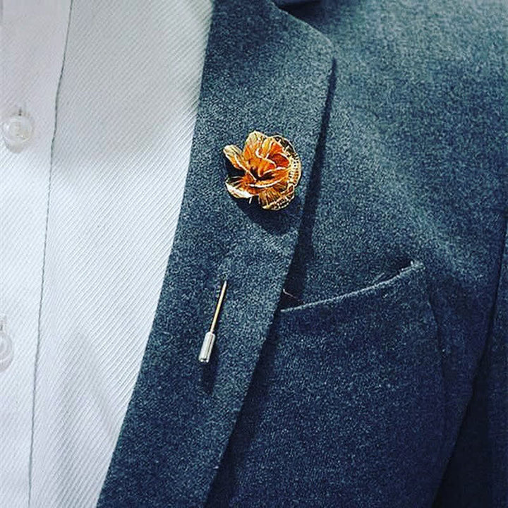Spilla da uomo in metallo a forma di fiore di rosa - image 1