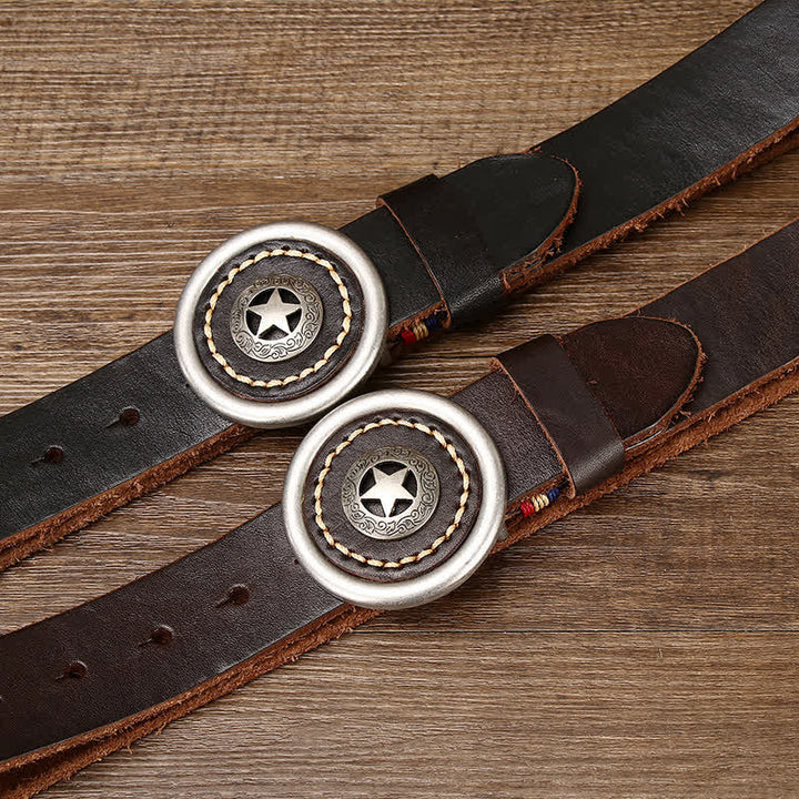 Cintura in pelle spessa con pentacolo vintage da uomo - image 1