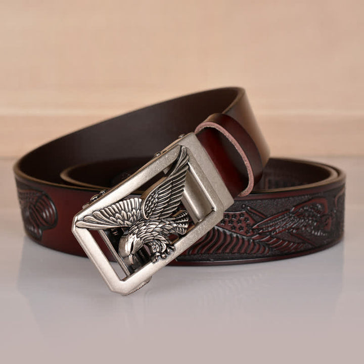 Cintura in pelle goffrata con fibbia Hollow Eagle da uomo - image 28