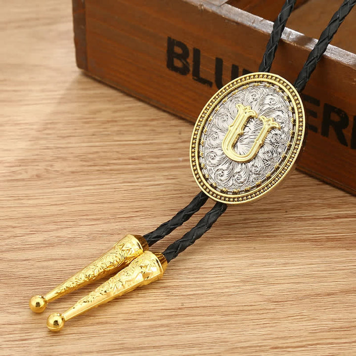 Accessorio per camicia da cowboy occidentale, alfabeto dalla A alla Z, cravatta Bolo - U - image 24