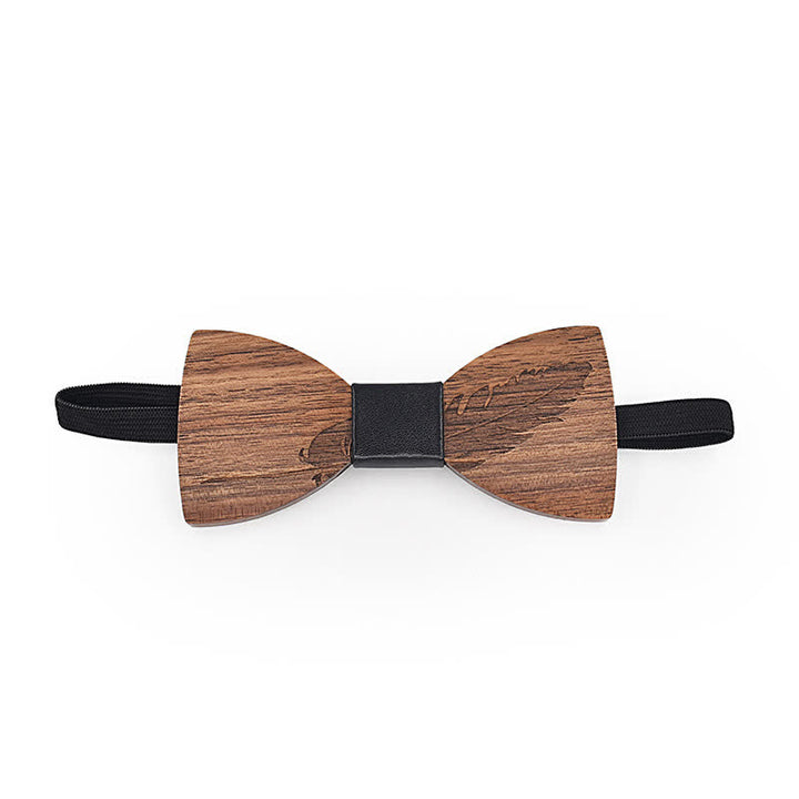 Set di 2 papillon in legno con incisione di piume da uomo - image 2