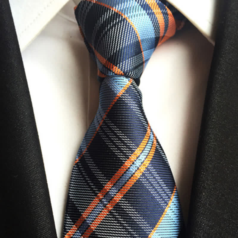 Cravatta a quadri da uomo Modernity Business - Arancione e blu - image 0