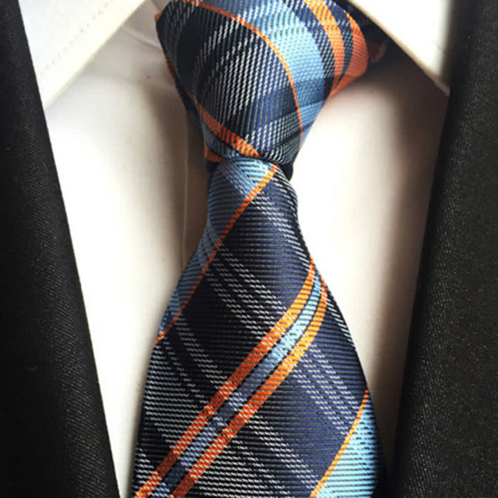 Cravatta a quadri da uomo Modernity Business - Arancione e blu - image 0