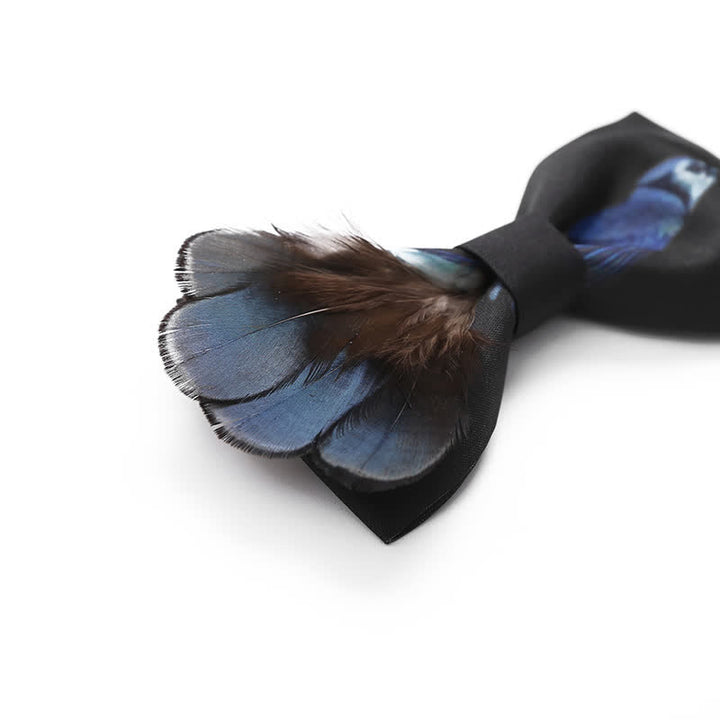Papillon con piume di gazza blu e nero - image 2