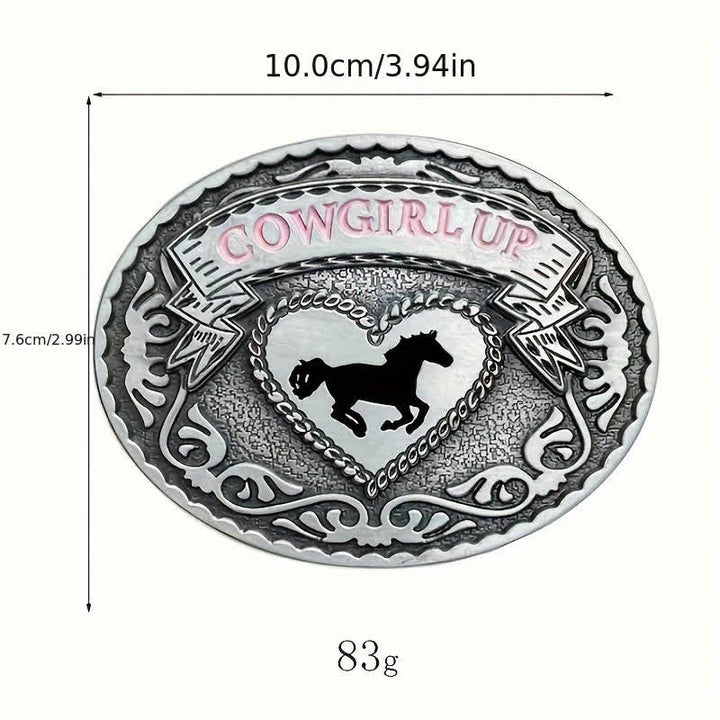 Cintura in pelle con fibbia Cowgirl Up in argento fai da te da donna - image 2