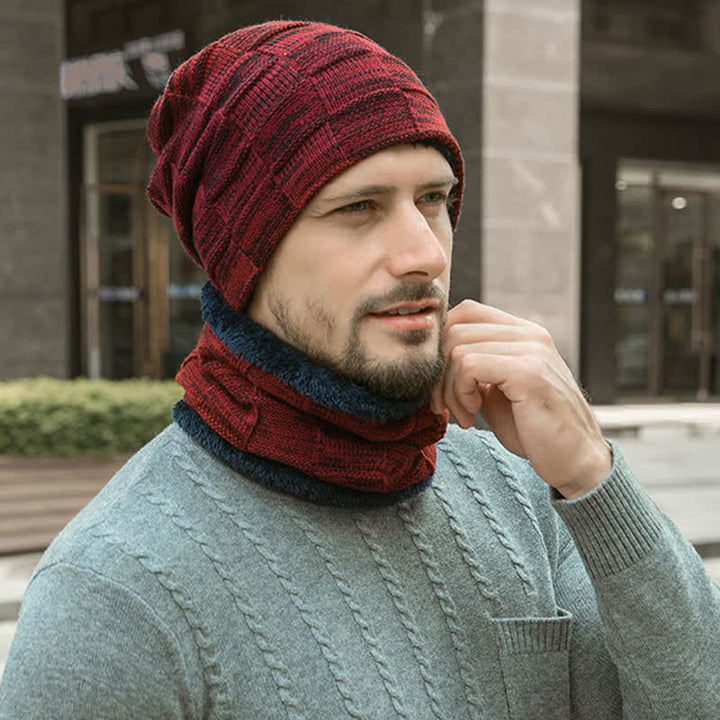 Set berretto e sciarpa in maglia scozzese invernale - image 10