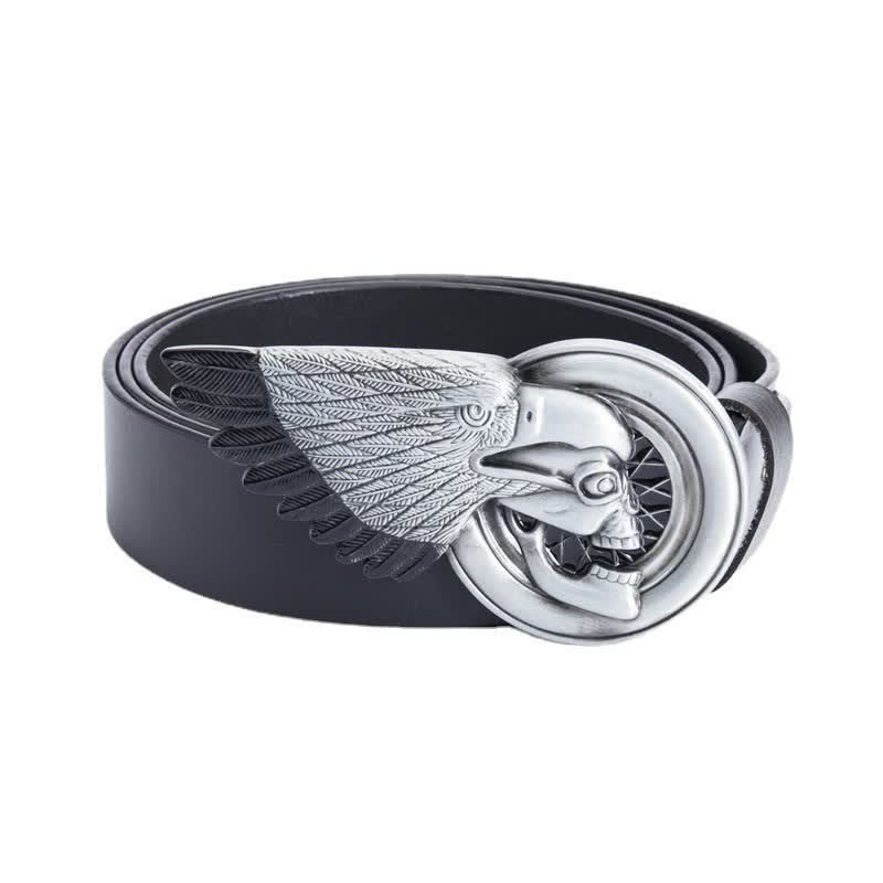 Cintura in pelle con teschio d'aquila gotico da uomo - Nero - 46 - image 7