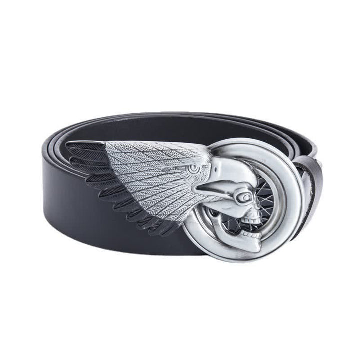 Cintura in pelle con teschio d'aquila gotico da uomo - Nero - 46 - image 7
