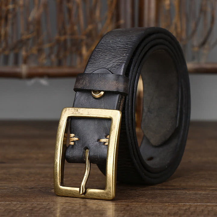 Cintura vintage da uomo con effetto invecchiato e rughe - Nero - 44 - image 4