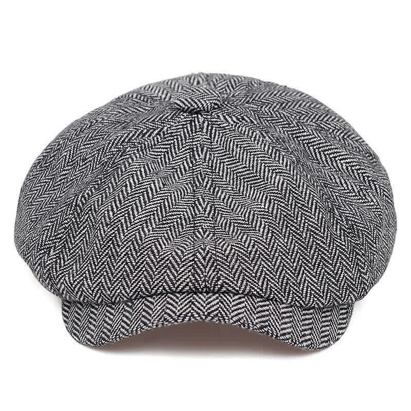 Cappello basco ottagonale a spina di pesce retrò - Grigio - Regolabile (circa 22"-24") - image 7