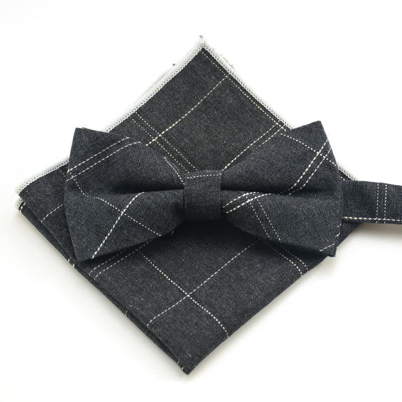 Set di 2 papillon classici a quadri da uomo - Grigio - image 0