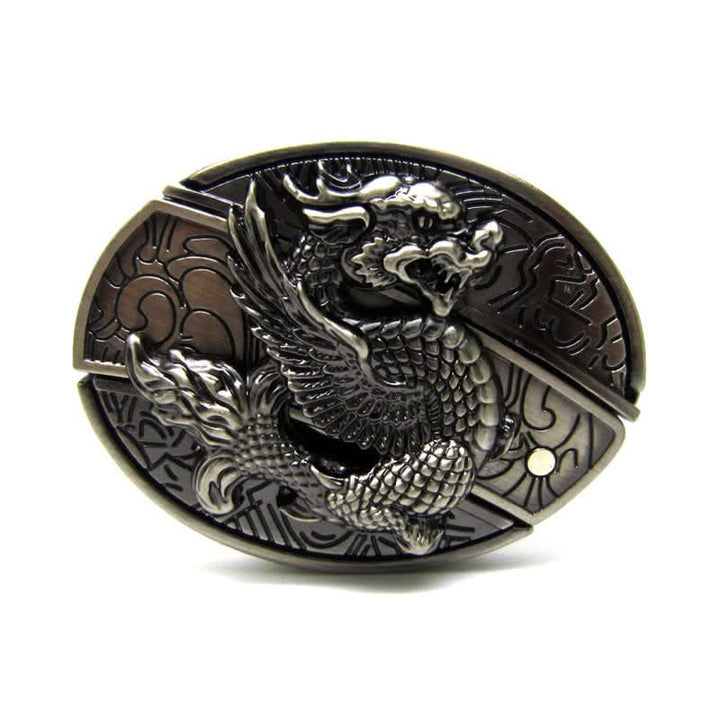 Cintura in pelle da uomo con drago volante e coltello pieghevole - image 4