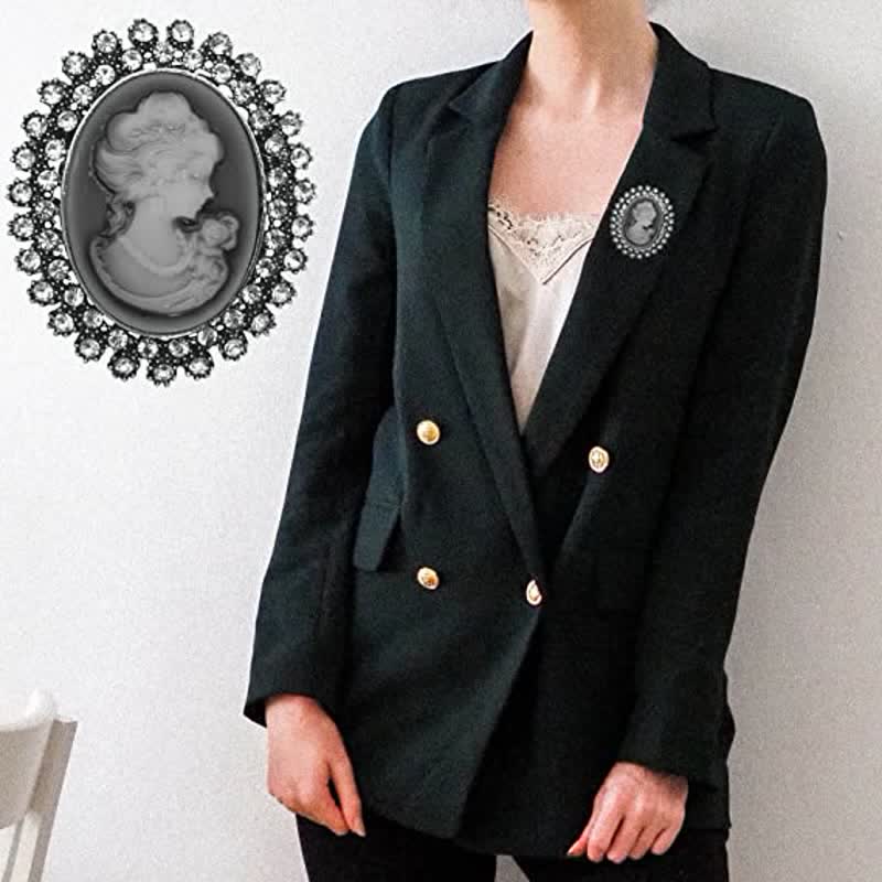 Spilla vittoriana ovale con cammeo da donna - image 1