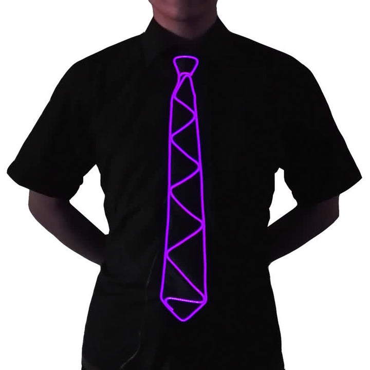 Cravatta luminosa con striscia LED al neon - Viola - image 5