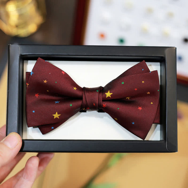 Papillon da uomo con stelle scintillanti colorate bordeaux - Stile n. 2 - image 3