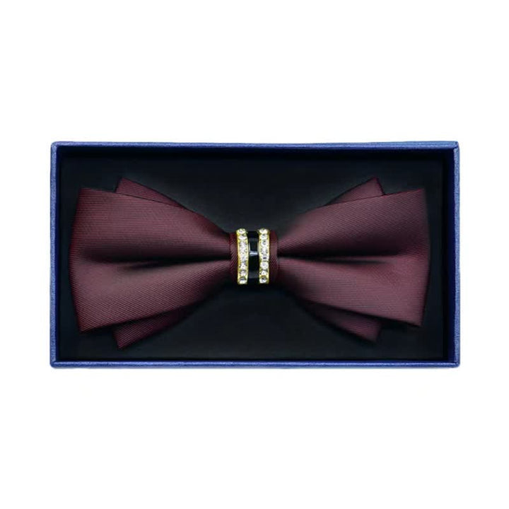Papillon da uomo in metallo opaco con strass - Arco - Borgogna - image 6