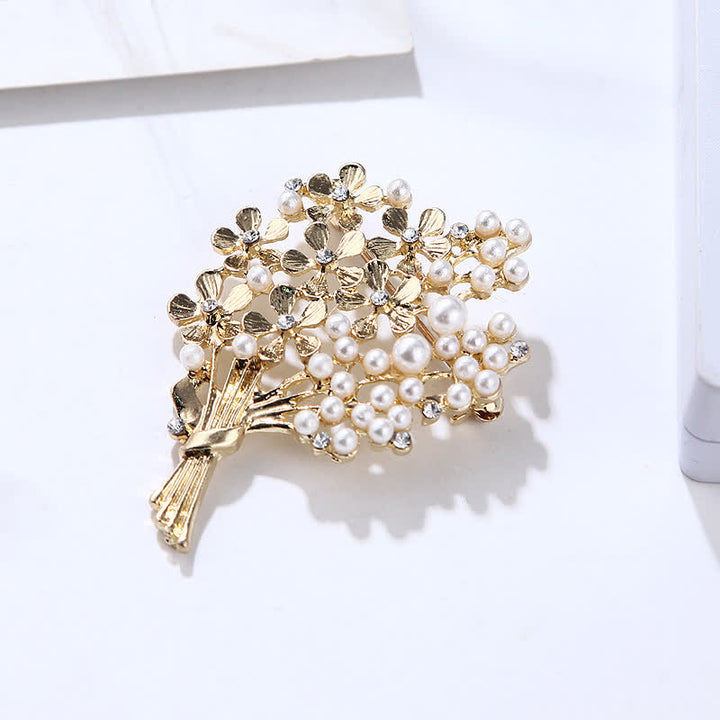 Spilla da donna con bouquet di fiori d'oro e perle - image 5