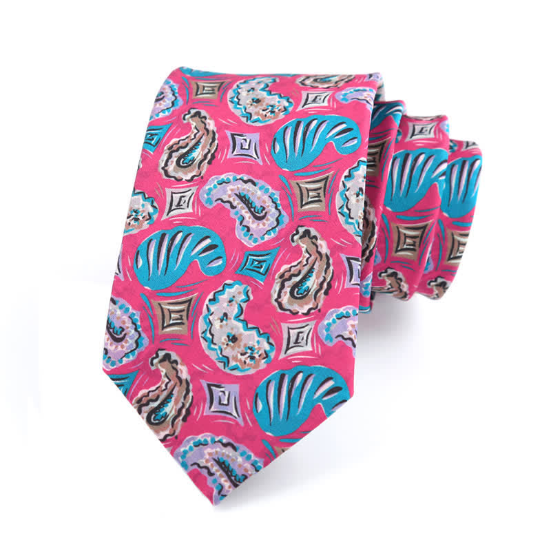 Cravatta da uomo con stampe Paisley rosa e blu - image 1