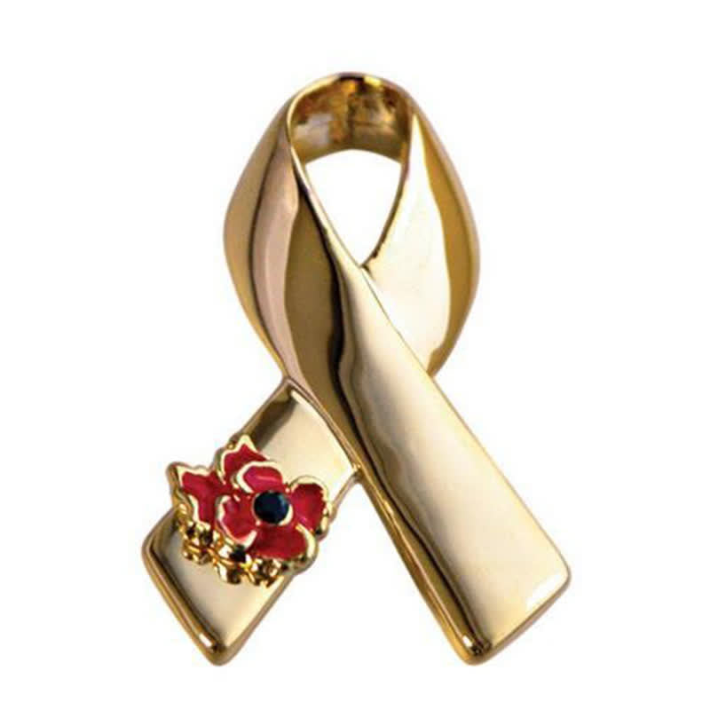 Spilla unisex con nastro di sensibilizzazione sulle malattie, a forma di papavero - Oro - image 6